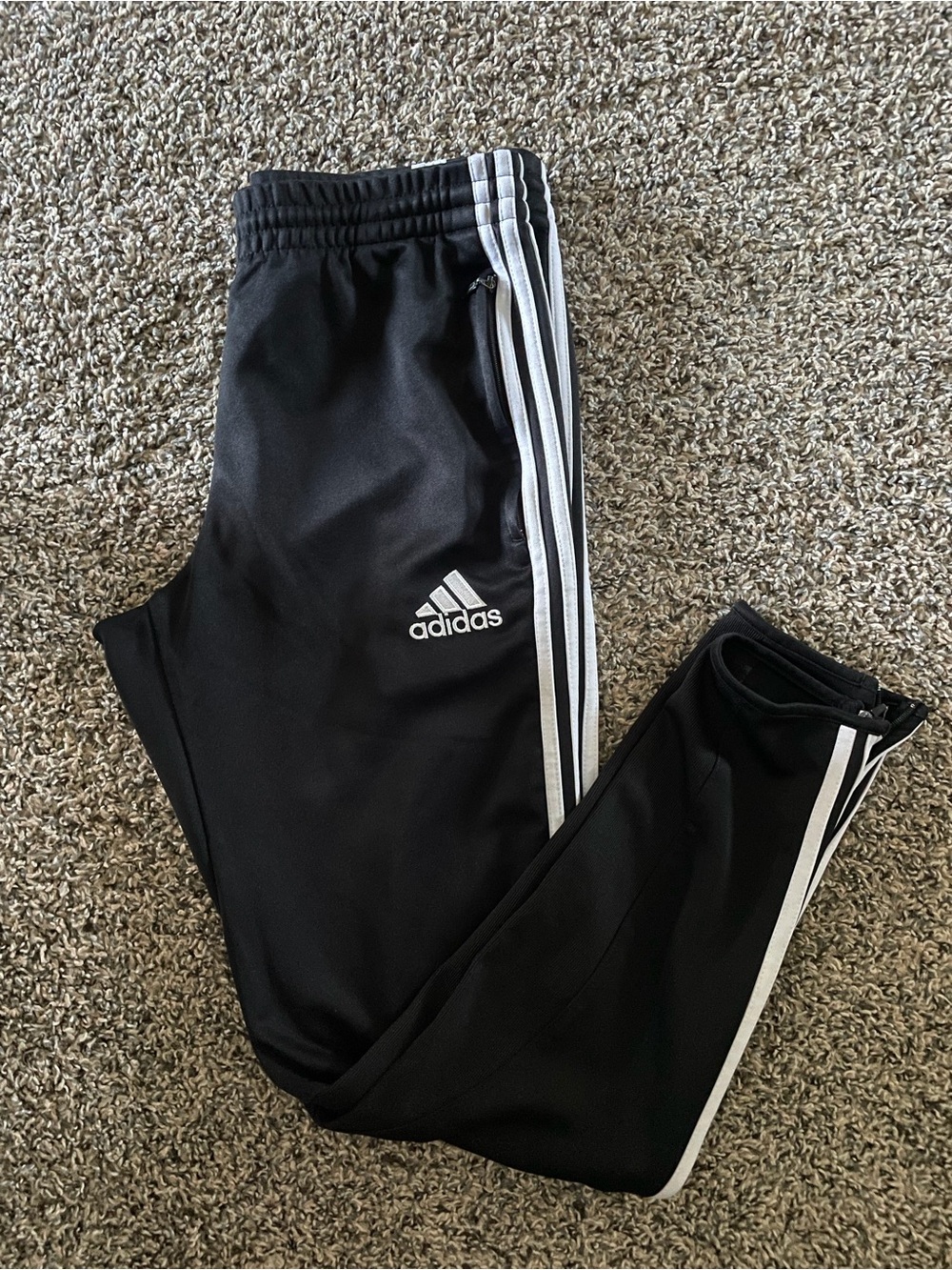 adidas Black Joggers with White Three-Stripes